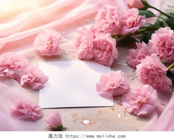教师节快乐母亲节献花鲜花与卡片感恩粉色康乃馨师生教育